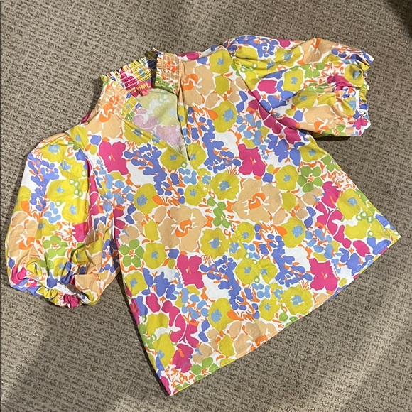 THML Tops - THML Vibrant Floral Blouse with Puff Sleeves